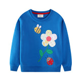 Flower Bee Embroidered Patch Sweatshirt