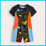 Boy's Cartoon Game Printed Swimsuit