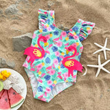Flamingo Ruffled Cartoon Swimsuit