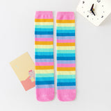 Rainbow striped mid-calf socks and knee socks for children autumn and winter