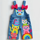 Lucky sale-Cute cartoon cat wearing a hat and overalls, featuring a colorful bow