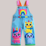 Lucky sale-Children's Colorful Cat, Puppy, and Unicorn Sun-Print Overalls