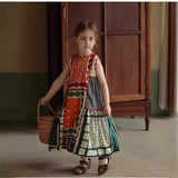 Girls' Ethnic Style Sleeveless Stitching Dress