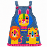 Lucky sale-Children's colorful cartoon animal-print pinafore dress