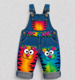 Lucky sale-Children's colorful floral and tiger-print overalls