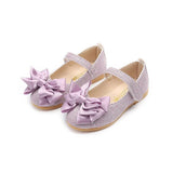 Princess Shoes Girl's Nude Shoes Bright Leather Bow Flat Leather Shoes