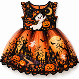 Lucky Sale-Children's Halloween Pumpkin Ghost House Dress
