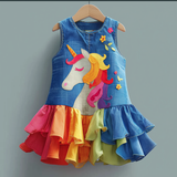 Lucky Sale-Children's colorful unicorn macaron-colored skirt dress