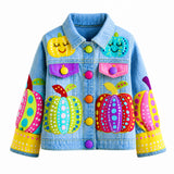 Lucky sale-Children's Colorful Yayoi Kusama-Style Cartoon Smiley Pumpkin Jacket