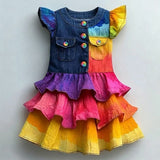 Lucky sale-Girls' Ombré Dress with Irregular Hem