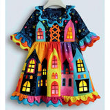 Lucky sale-Children's Cartoon Halloween House Dress