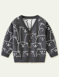 Bear Pattern Sweater Cardigan - CCMOM