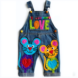 Lucky sale-Children's colorful cartoon mouse "LOVE" print overalls