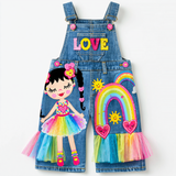 Lucky sale-Children's LOVE rainbow cartoon overalls for girls