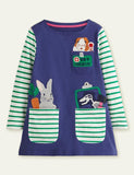 Ccmom Toddler Girl Artist Appliqu¡§| Pocket Casual Dress