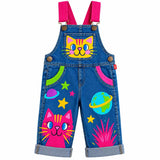 Lucky Sale-Children's Colorful Cartoon Cat-Themed Planet Print Overalls