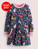 CLEARANCE - Festive Animals Printed Sweatshirt Dress - CCMOM
