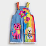Lucky sale-Children's overalls featuring floral, tiger, and puppy patterns