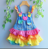 Lucky Sale-Cartoon cute colorful denim overalls skirt