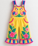Lucky Sale-Kids Flamingo Floral Overalls