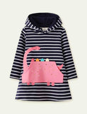 Dinosaur Appliqu¡§| Pocket Hoodie Dress - CCMOM