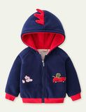 Dinosaur Embroidered Hooded Fleece Padded Coat