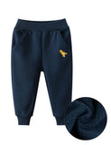 Dinosaur Embroidery Velvet Sweatpants - CCMOM