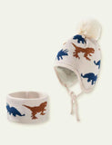 Dinosaur Jacquard Woolen Hat + Scarf Set - CCMOM