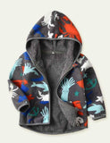 Dinosaur Pattern Polar Fleece Hooded Jacket
