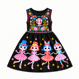 Lucky Sale-Children's Colorful Cartoon Skull Girl Dancing Halloween Dress