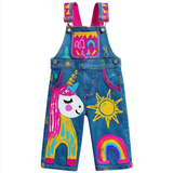 Lucky sale-Children's Cartoon Rainbow, Sun, and Unicorn Overalls