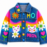 Lucky Sale-Children's colorful cartoon cat and flower jacket
