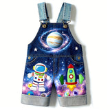 Lucky sale-Children's Colorful Planet, Astronaut, and Spaceship Print Overalls