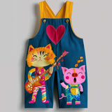 Lucky Sale-Children's Red Heart-Pattern Overalls Featuring a Cat and Dog