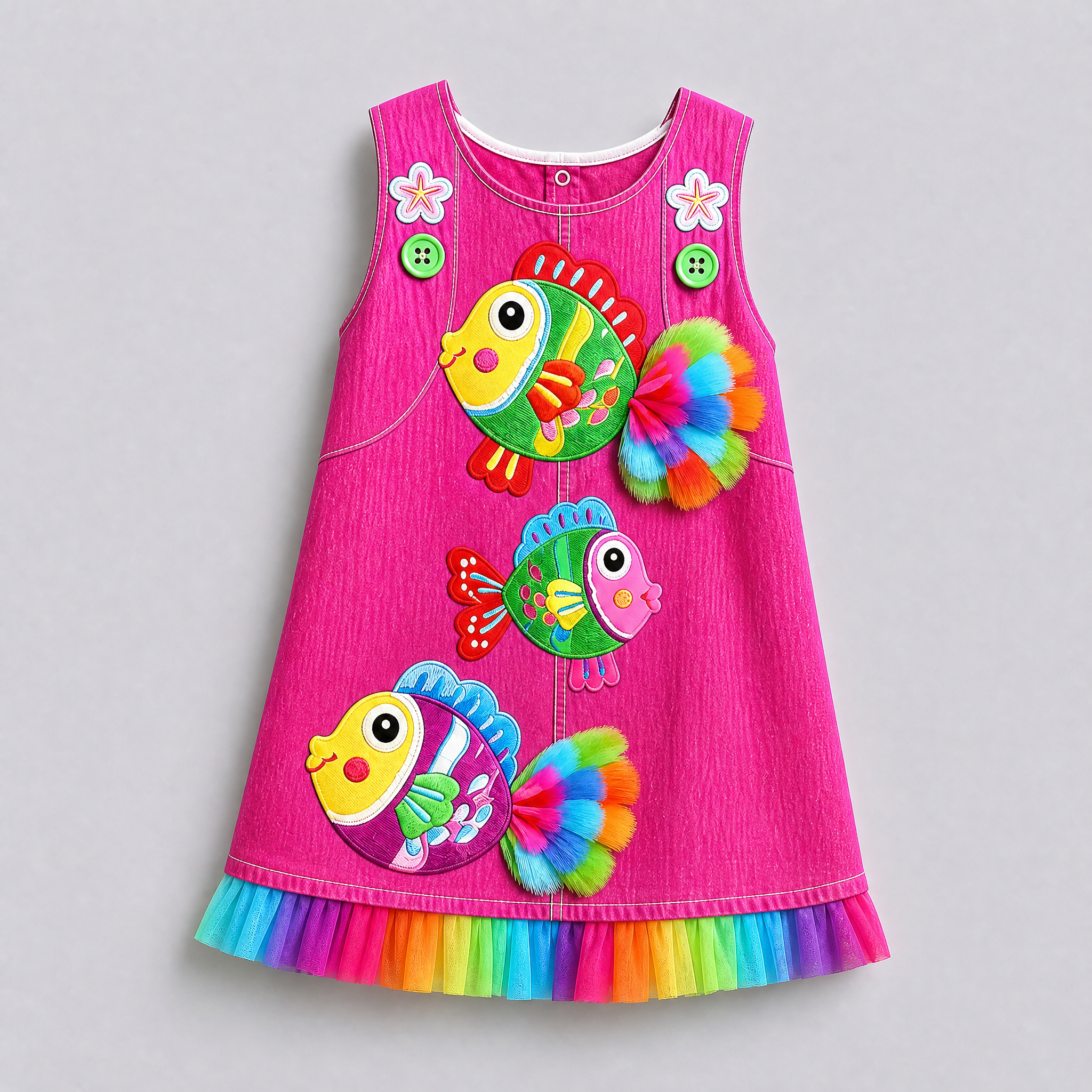 Lucky sale-Children's Cartoon Colorful Tropical Fish Dress Lucky sale-Children's Cartoon Colorful Tropical Fish Dress