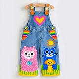 Lucky Sale-Children's overalls with colorful kitten and puppy patterns