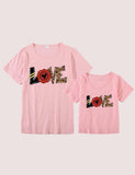 Family Matching Love Appliqu¡§| Short Sleeves T-shirt