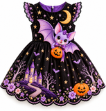 Lucky Sale-Children's Halloween Bat Moon Pumpkin Castle Dress