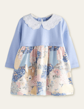 Floral Printed Rabbit Appliqu¡§| Dress