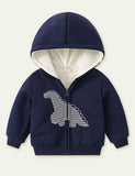 Little Dinosaur Appliqu¡§| Hooded Zip Jacket - CCMOM