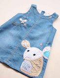 Mouse Appliqu¨¦ Denim Vest Dress - CCMOM