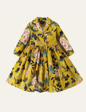Printed Suit Collar Formal Dress