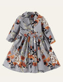 Printed Suit Collar Formal Dress - CCMOM