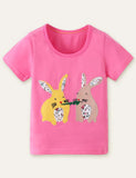 Rabbit Floral Appliqu¡§| T-shirt