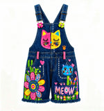 Lucky Sale-Children's colorful graffiti style cat flower overalls