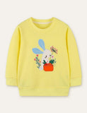 Shy Rabbit Appliqu¡§| Carrot Embroidered Sweatshirt