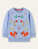 Squirrel Rabbit Appliqu¡§| Embroidered Sweatshirt