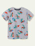 Surfing Alligator Printed Short Sleeve T-shirt