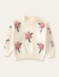 Toddler 3D Flower Crew Neck Pull Over Sweater