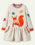 Toddler & Kid Girl Squirrel Appliqu¡§| Pocket Dress - CCMOM